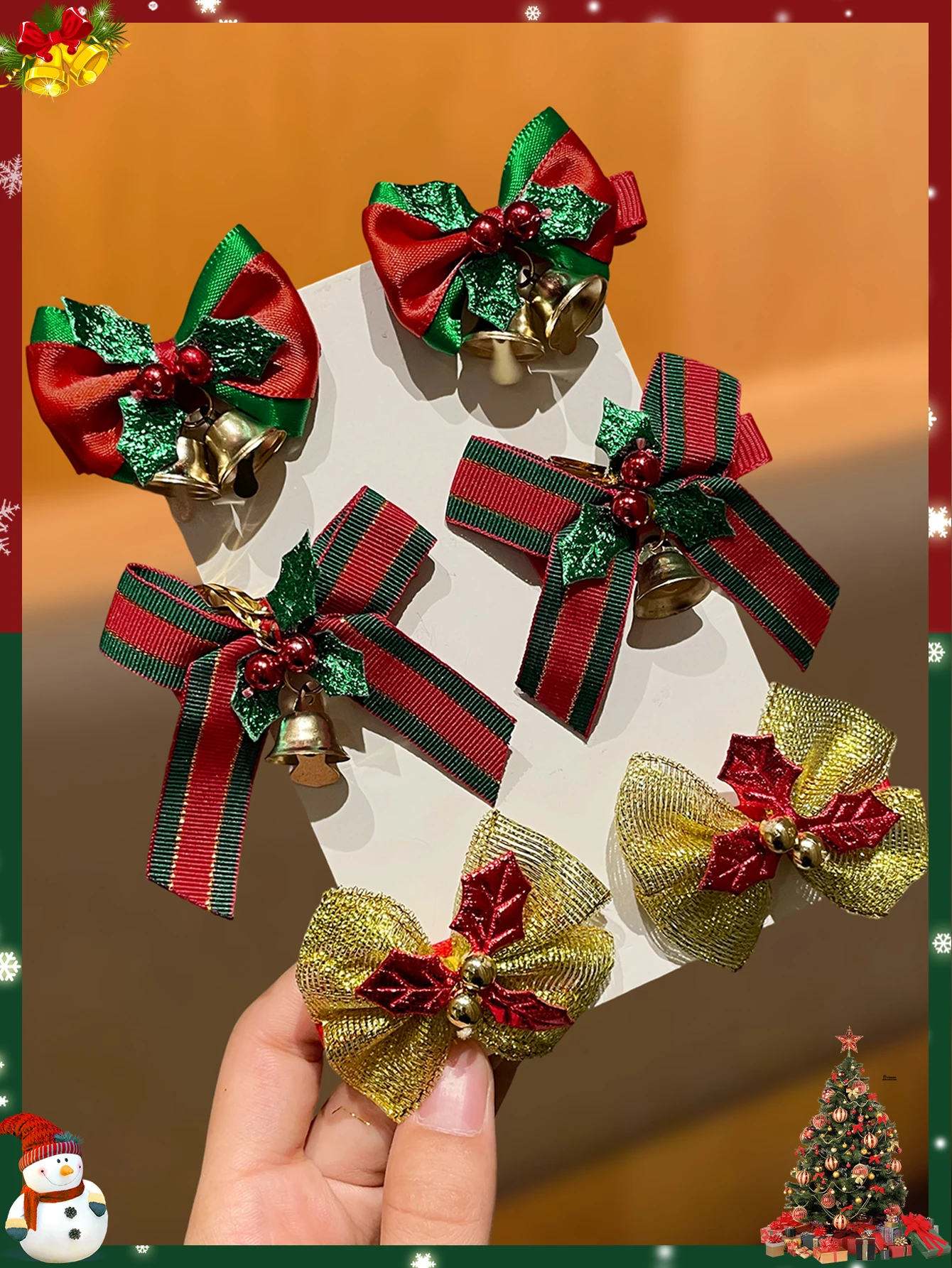 6pcs Elegant Christmas Hair Accessories for Women Cute Fashionable Hairpins Party Celebration Role Play Christmas Gift