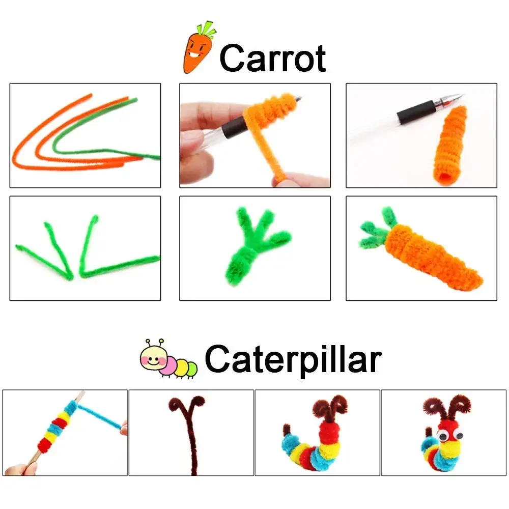 100pcs Colorful Chenille Stems Pipe Cleaners Kids Educational Toys Handmade Plush Tinsel Twist Sticks For DIY Craft Supplies – Detail 16