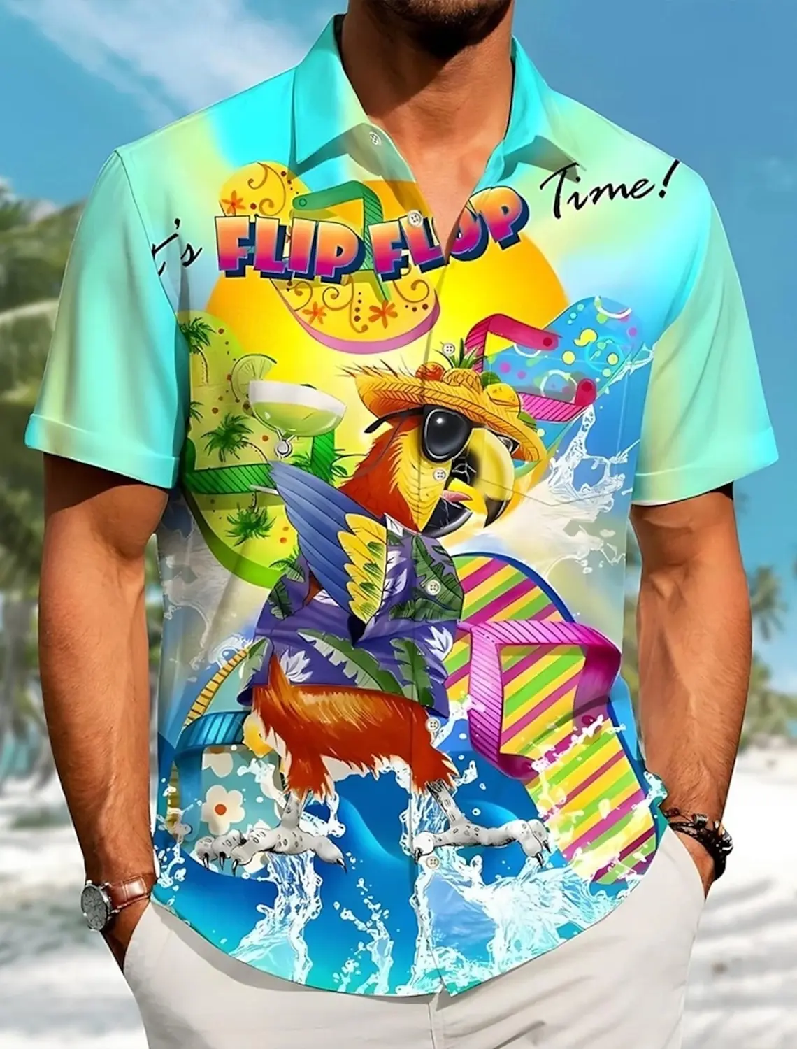 

2025 Hawaiian men's Summer Designer Shirt 3d Donut Print Hawaiian Shirt Casual Short Sleeve Floral Fashion Retro