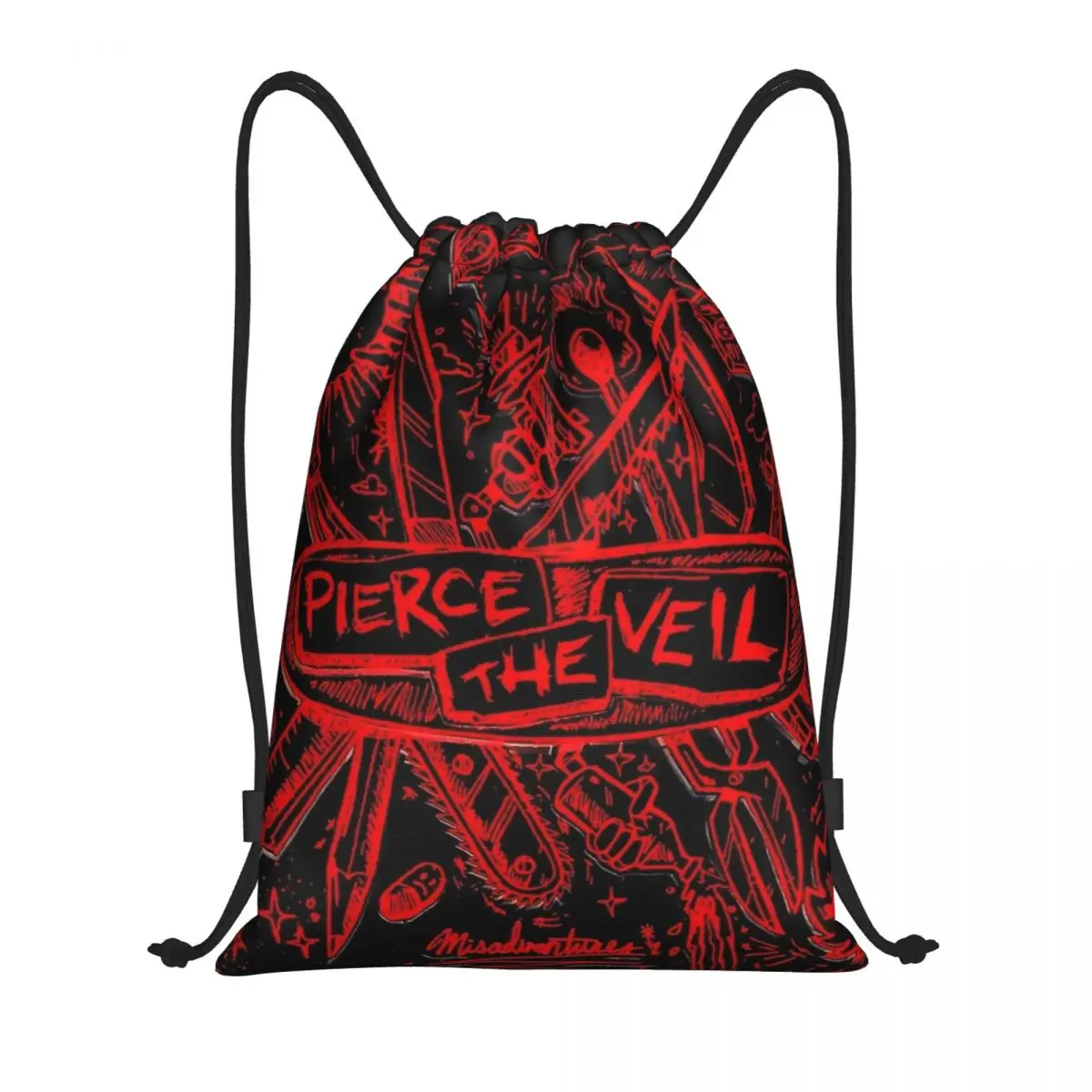 Pierce Veil Drawstring Backpack Sports Gym Bag for Women Men Misadventures Shopping Sackpack