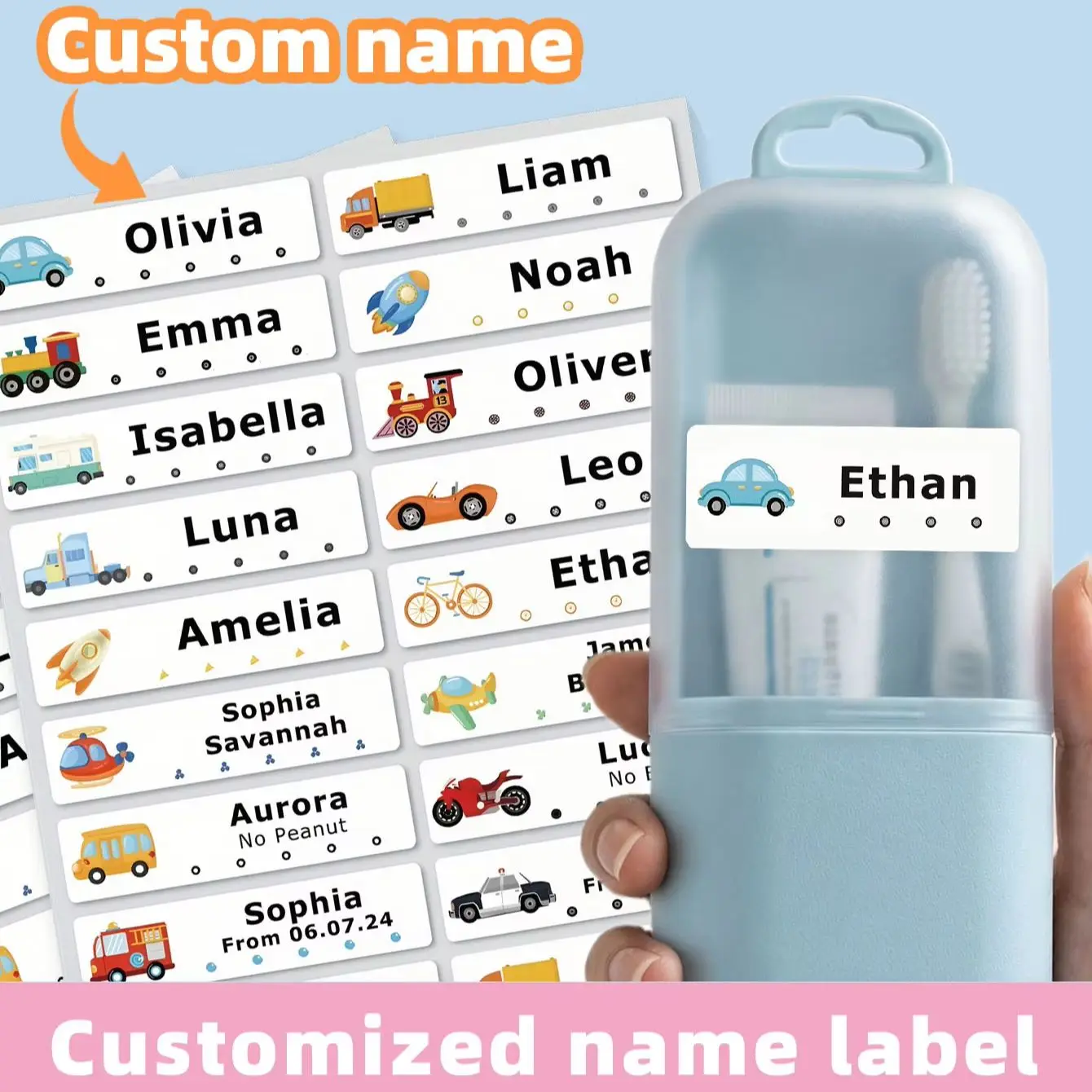 1-300Pcs Custom Name Waterproof Stickers Personalized Text Organizer Tags Box Seals File Pouches Storage Bin Labels
