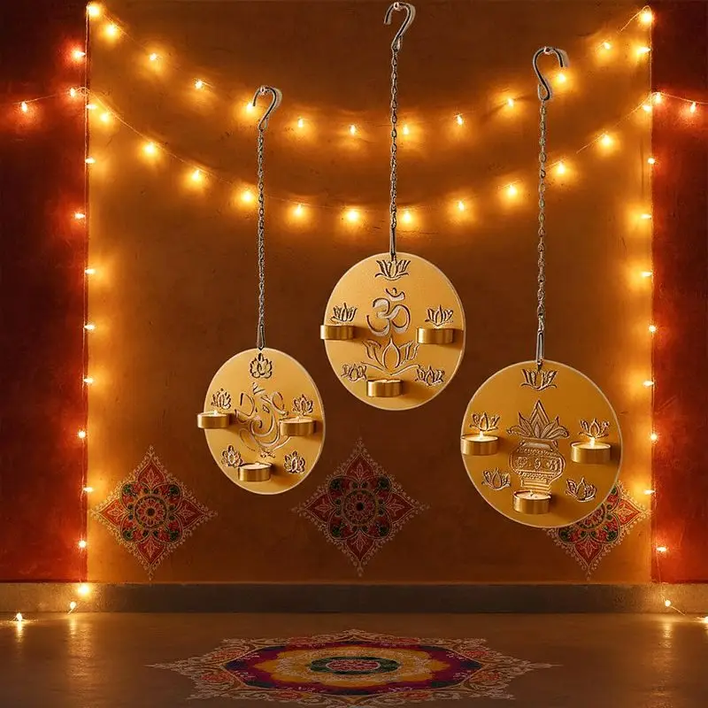 New cross-border products Diwali Festival of India HappyDiwali candle Holder Decoration Wall Atmosphere Arrangement and Hanging