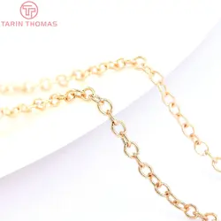 (4286) 2 Meters width 2MM 24K Champagne Gold Color Plated copper Round Oval Shape Link Chains Diy Jewelry Accessories Wholesale