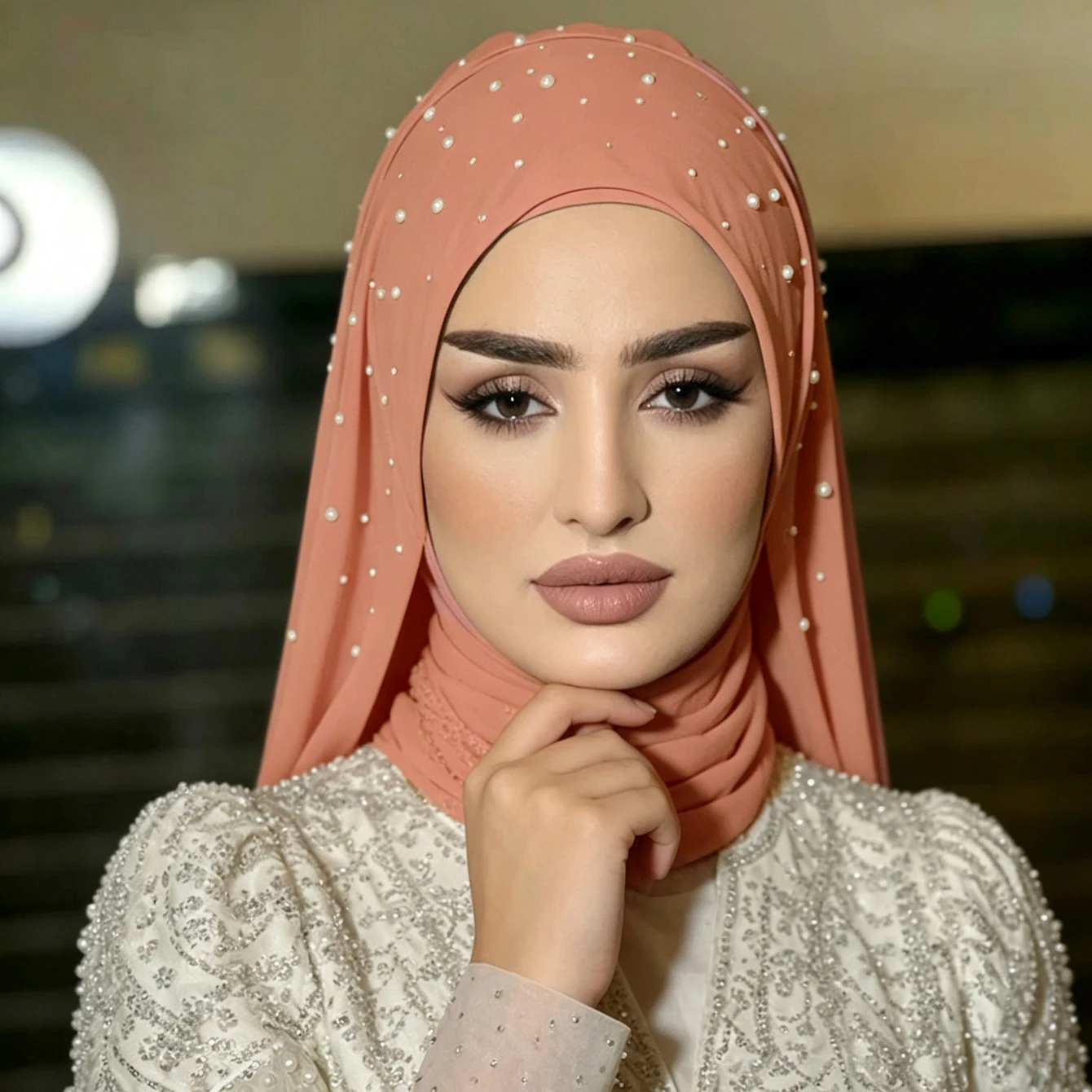 Elegant Porcelain Hijab Chiffon Headscarf Islamic Hijab Shawls and Wraps Muslim Women Scarves Foulard Tudung Bawal