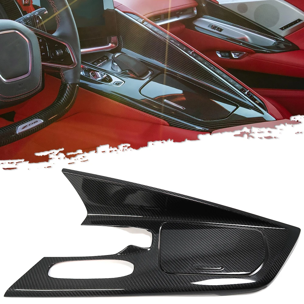 

2pcs Carbon Fiber Trim for C8 Corvette Stingray Z06 Z51 1LT 2LT 3LT 2020-2023 Interior Central Console Gear Shift Panel Cover