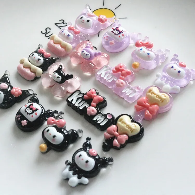 5ks miniso řada sanrio kuromi kreslený pryskyřice flatback mugle DIY řemesel materiálů šperků vytváření okouzluje