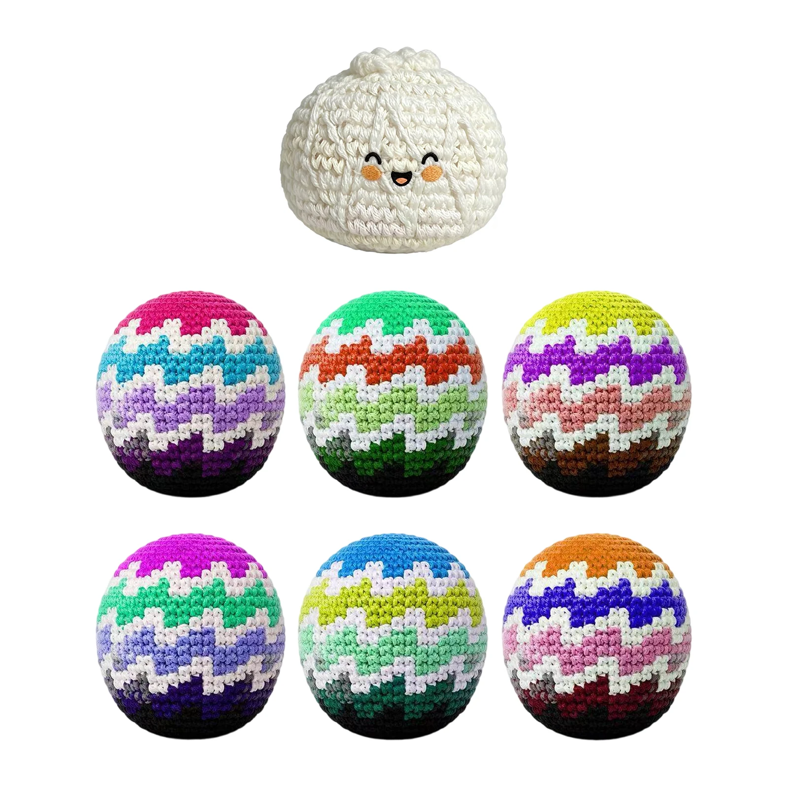 Hand-Made Knitted Footbag Lightweight Woven Footbag Multicolor Ready-to-Use for Boys Girls Adults Student Leisure Occasion