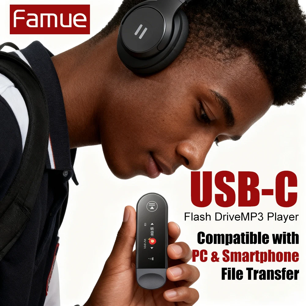 

32G Famue PA05 USB-C MP3 Player Bluetooth 5.3 Built-in Speaker Mini Sports Fitness Student Lecture Recorder Christmas Gift