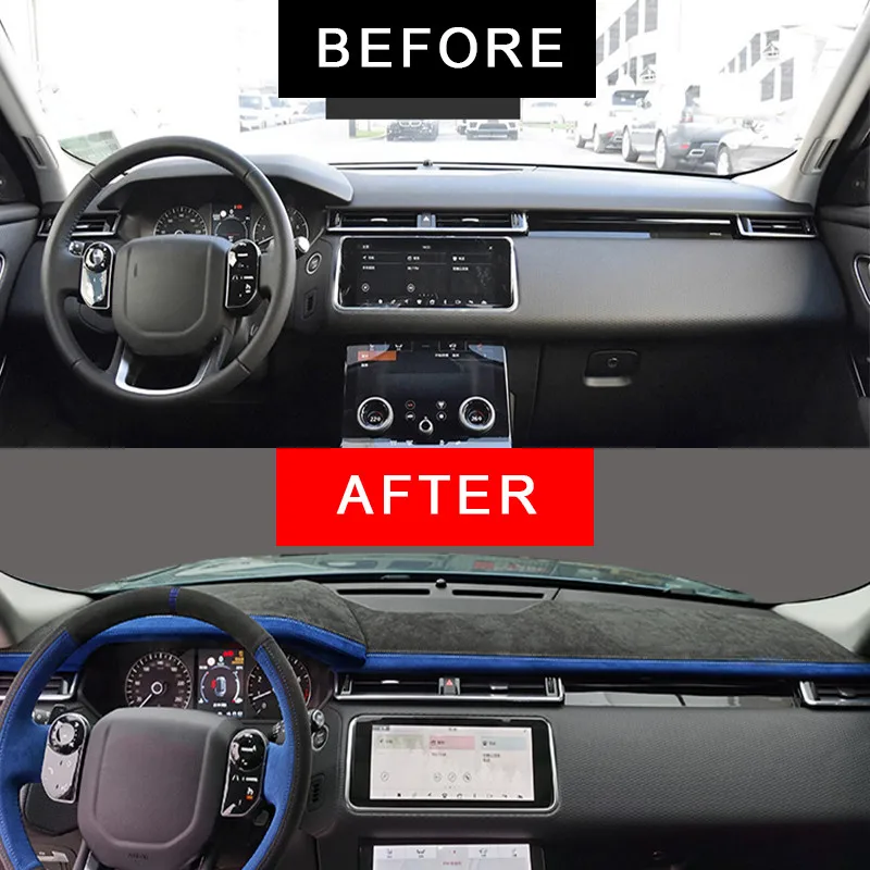 Custom in Alcantara Car Dashboard Top Cover for Land Rover Velar 2018-2019 Mat Shade Cushion Pad Carpets Car-styling DIY Wrap