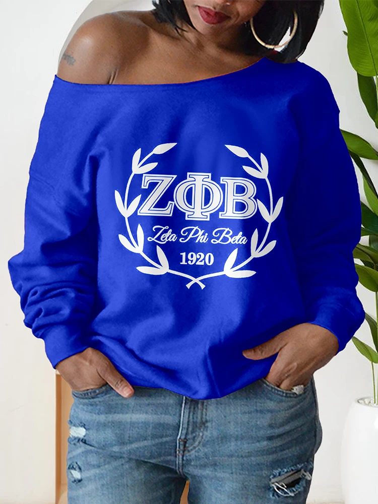 Zeta Phi Beta Sorority Print Drop Shoulder Sweatshirts