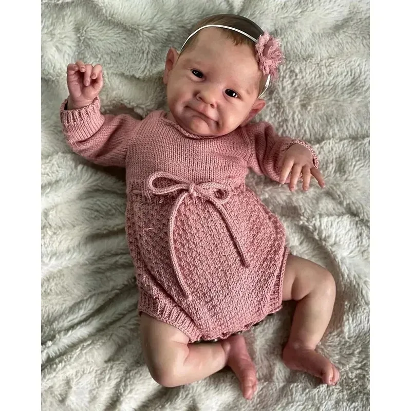 49 cm herboren babypop al geschilderd afgewerkte baby 3D huid zichtbare aderen verzamelbare kunstpop