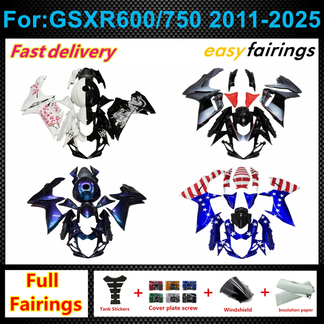 Brand New Motorcycle ABS Full Fairing Kit Hole Fit For GSXR600 GSXR750 GSXR 600 750 K11 2011‑2026 Body Panels Fairings Assembly