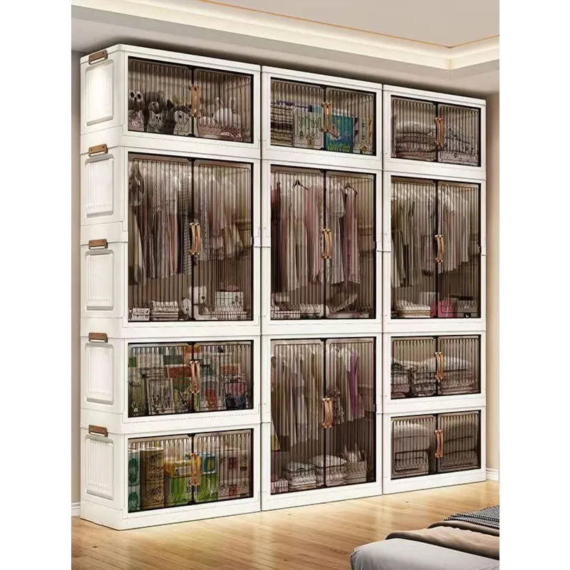 Multifunction Folding Storage Cabinet Dustproof Wardrobe Sundries Cabinet Closet Organizer Locker Storage Box