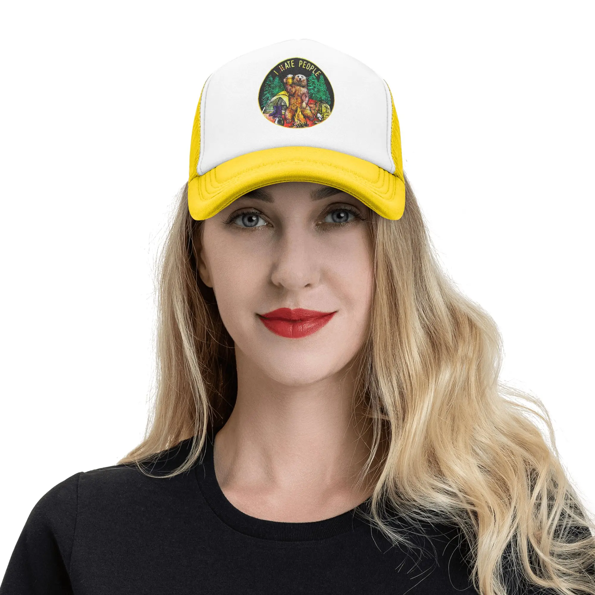 I Hate People Bear Camping Baseball Cap Outdoor Men Women's Adjustable Adventure Capmer Trucker Hat Spring Personalized Dad Hat view 6