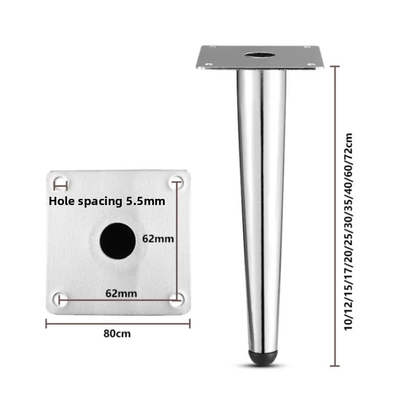 4pcs Thickened Silver Tapered Metal Furniture Legs Heavy Duty Sofa Legs Replacement Support Feet for TV Stand,Table,Cabinet