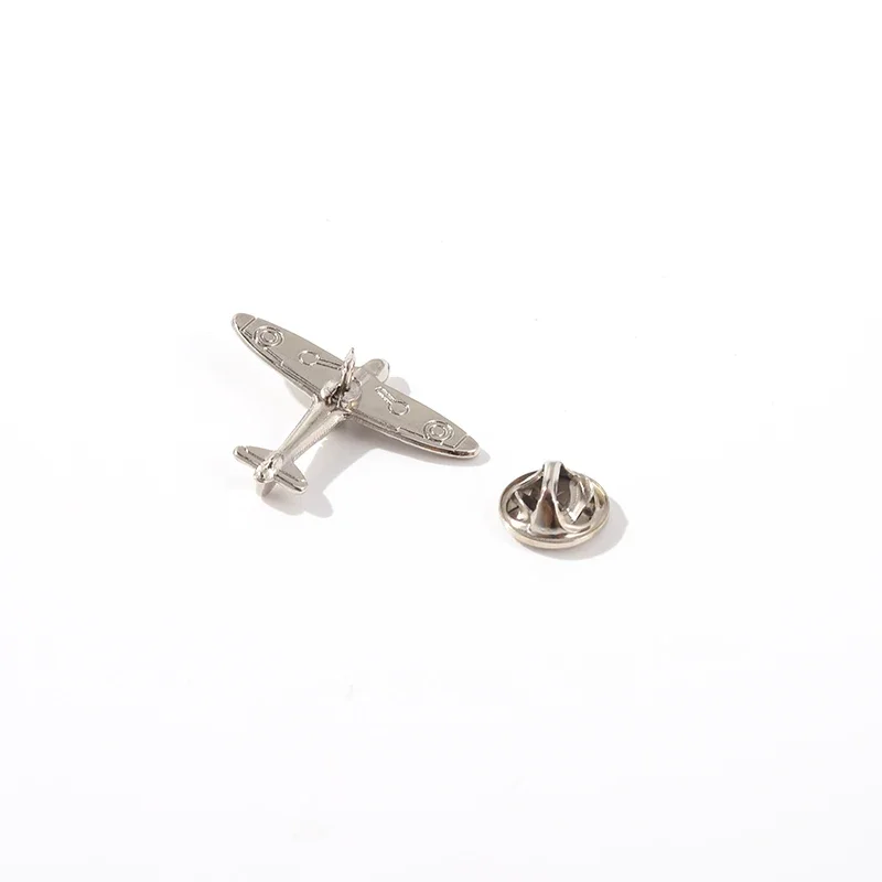 Two aircraft metal enamel brooches childhood memories gold and silver aircraft shaped brooches flip collar badges jewelry gifts