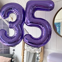 32 inch Purple Number Foil Balloons 10 13 15 18 21 30 35 40 50 60 Years Adult Birthday Anniversary Decoration Supplies Gifts