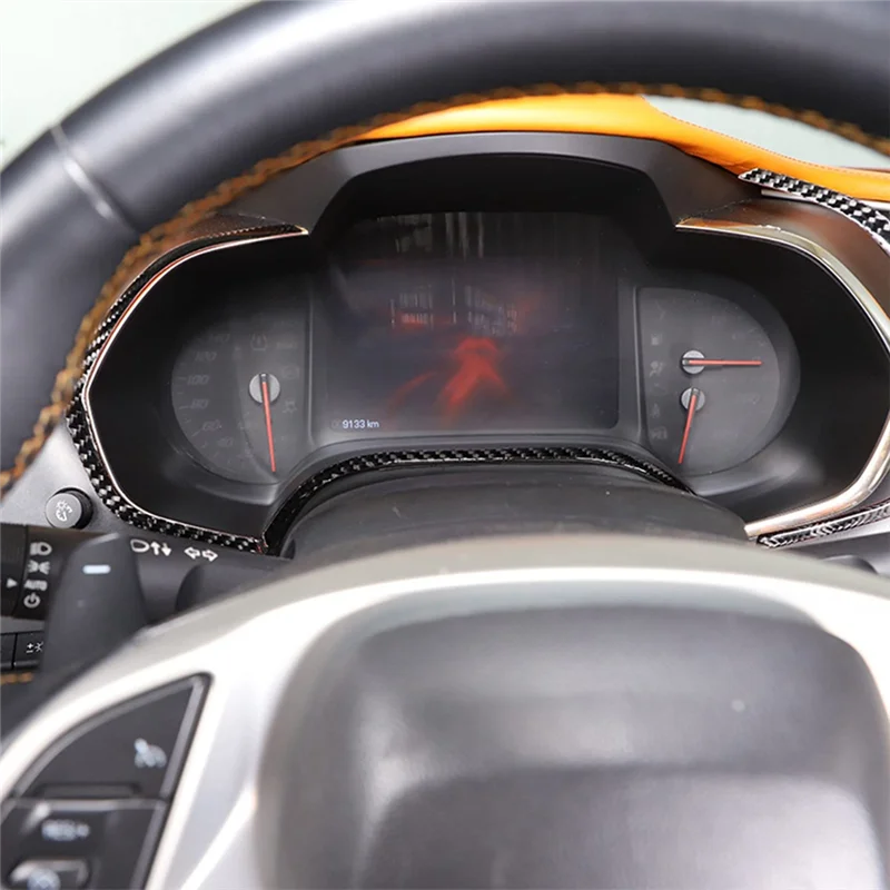 

For Corvette C7 2014-2019 Soft Carbon Fiber Car Dashboard Speedometer Trim Strips Sticker Replacement Parts