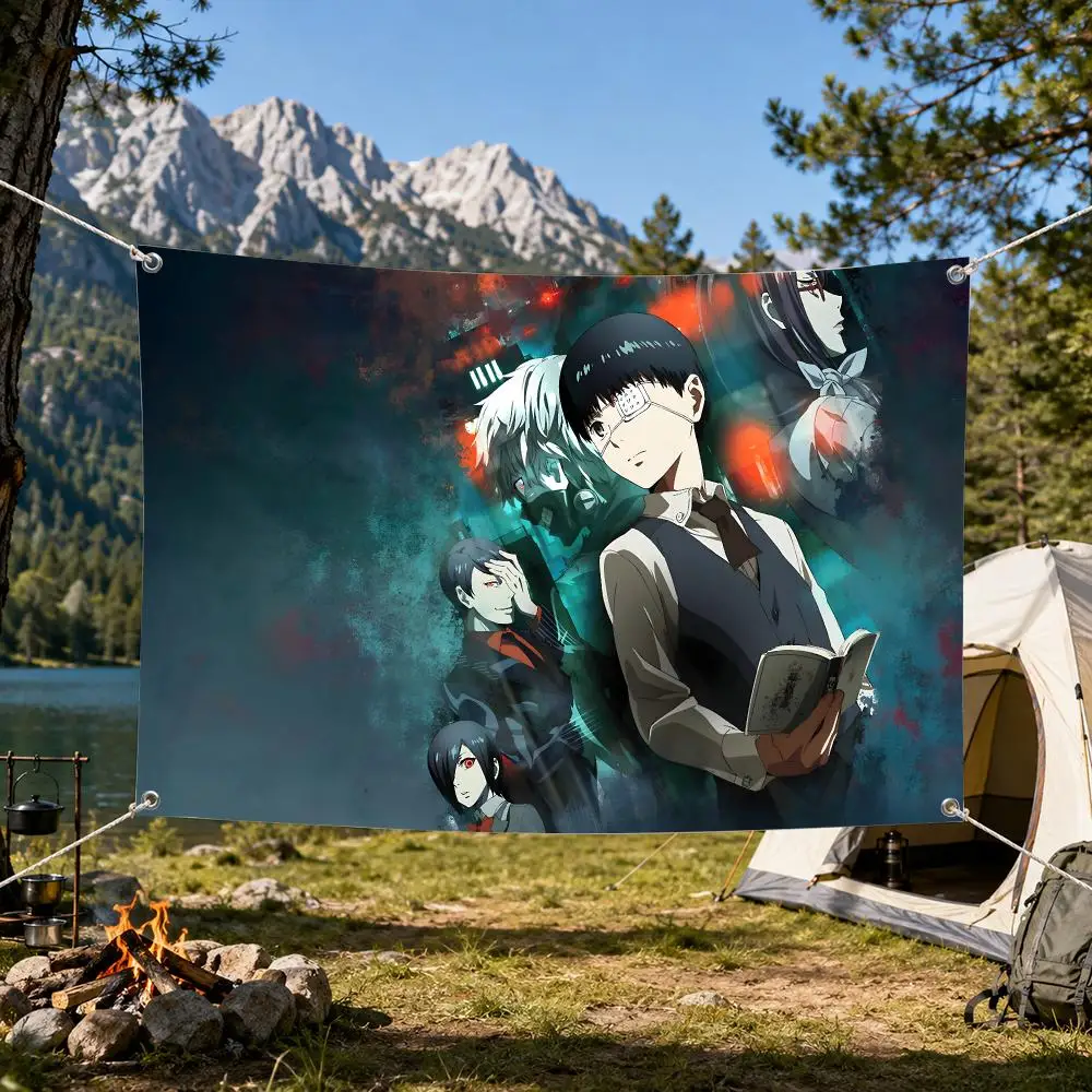 Anime T-Tokyo G-GhoulS Flags Aesthetic Wall Tapestry Printed Wall Hanging Living Room Party Outdoor Decor