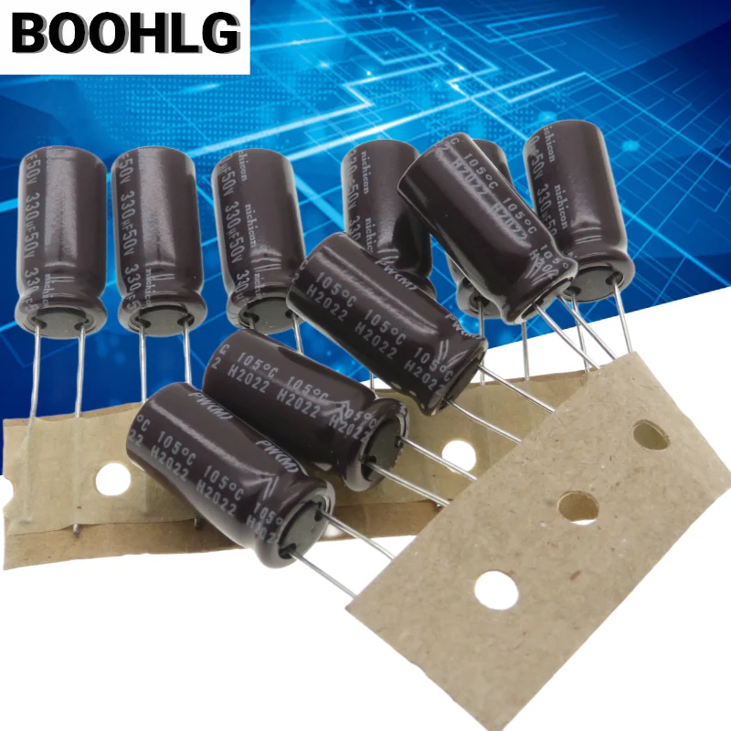 

10PCS original 330UF 50V Nichicon electrolytic capacitor 50V 330UF 10*20 PW high frequency low resistance