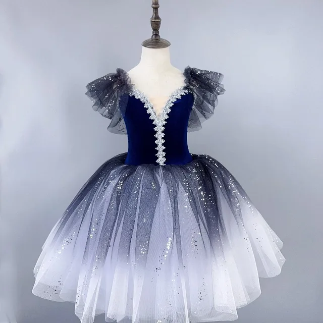 Vestido Tutu Azul para Performance de Balé, Roupa de Dança para Meninas, Vestuário Infantil para Palco, Vestidos de Balé da Moda, Vestido de Princesa para Crianças