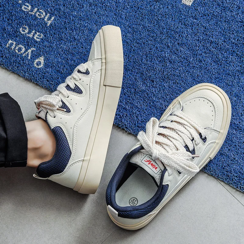 

Spring Niche Solid-color Three-time Vulcanized Low-top Round-toe Lightweight Soft-sole Anti-slip Lace-up Plus-size Men's Shoes