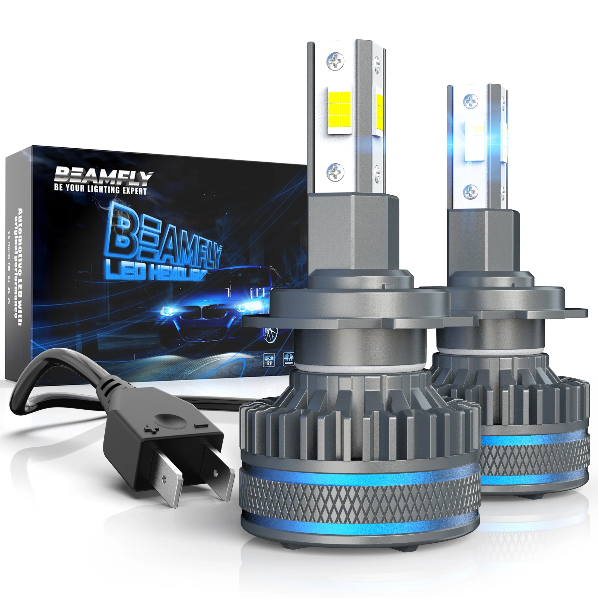 

BEAMFLY H7 LED 100W Headlight Lens dedicated H11 Car Led Long Life Version Auto Headlight 6000K White 18000LM CSP Fog Light Bulb