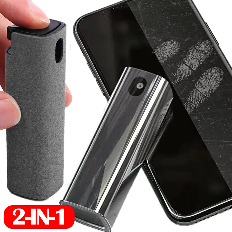 2In1 Microfiber Screen Cleaner Spray Bottle Set for Phone Ipad Screen Dust Removal Clean Cloth Wipe Iphone Cleaning Glasses Wipe