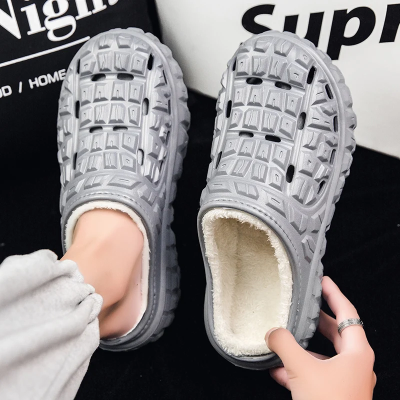 

2025Summer Refreshing Breathable Comfortable High-Quality Rubber Sole Fleece-Lined Cotton Slippers for Men39-46