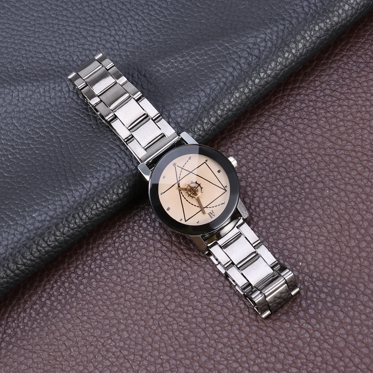 

Luxury Gear Pointer Watch Compass Stainless Steel Quartz Analog Wristwatch White Women Fashion Wristwatch Chic Gift