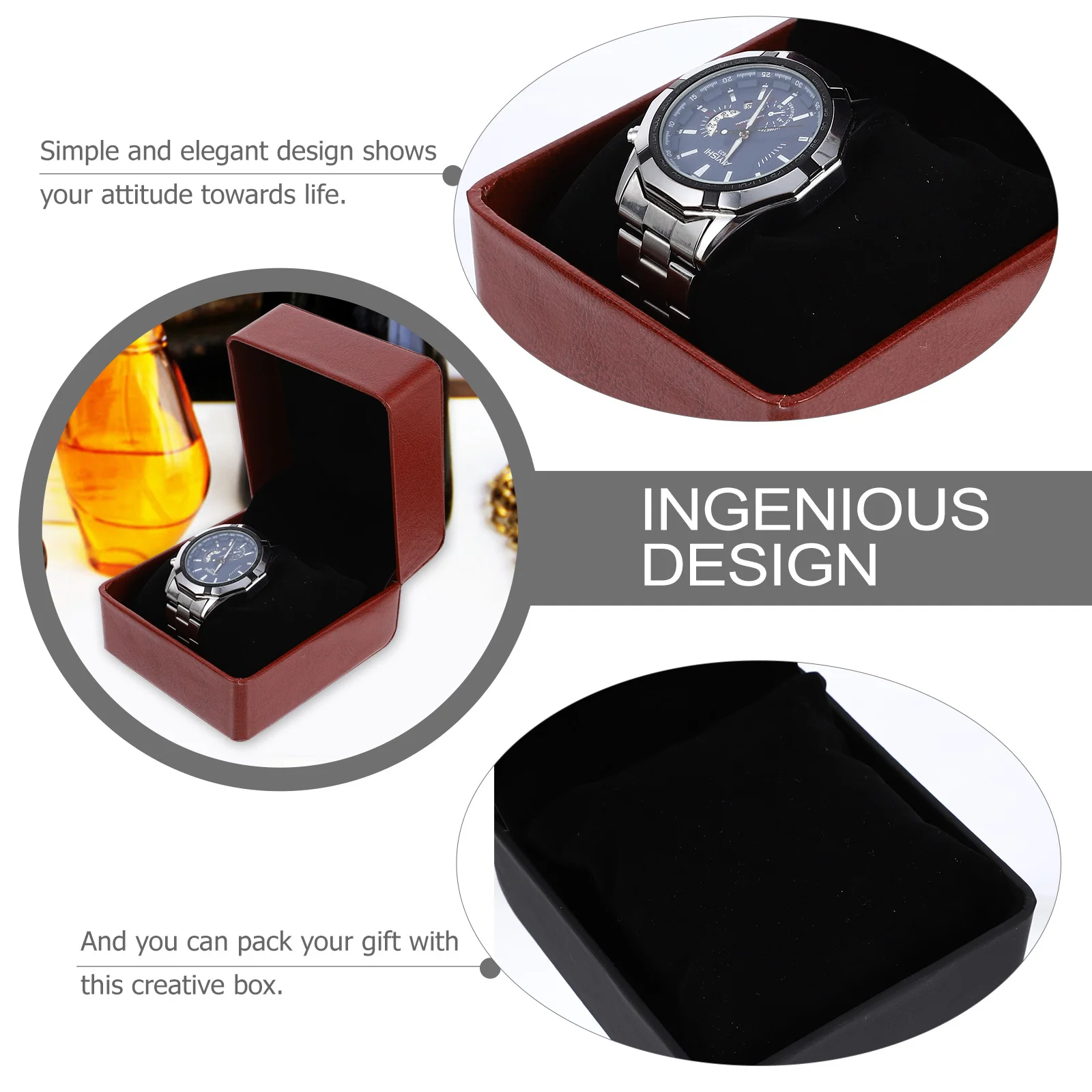 2Pcs Watch Organizer PU Storage Box Multi-Function Watch Case Creative Gift Display for Travel Home Gift Storage Box