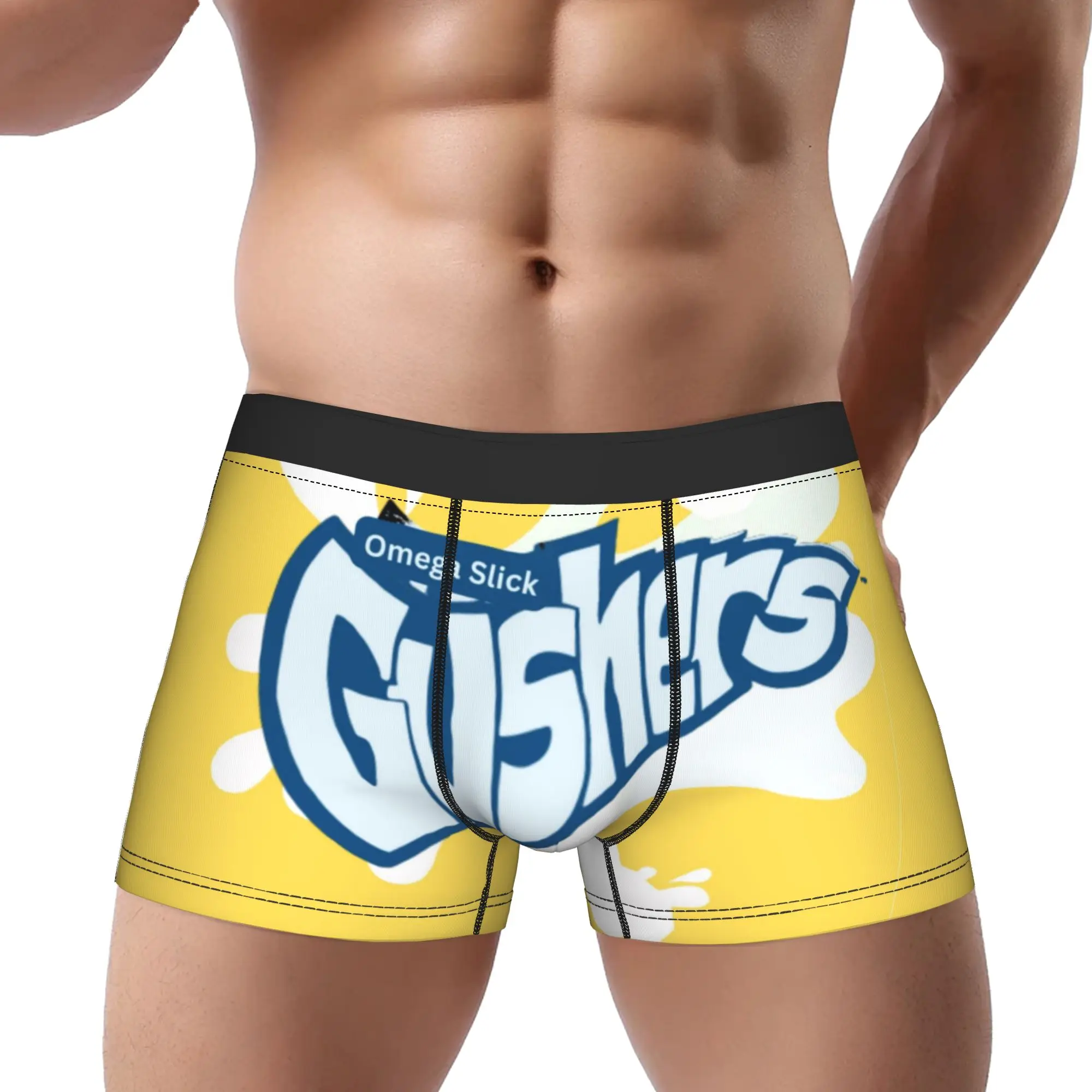 

Желтые (2 шт.) трусы-боксеры Gushers для мужчин, мужское нижнее белье с принтом, шорты-боксеры