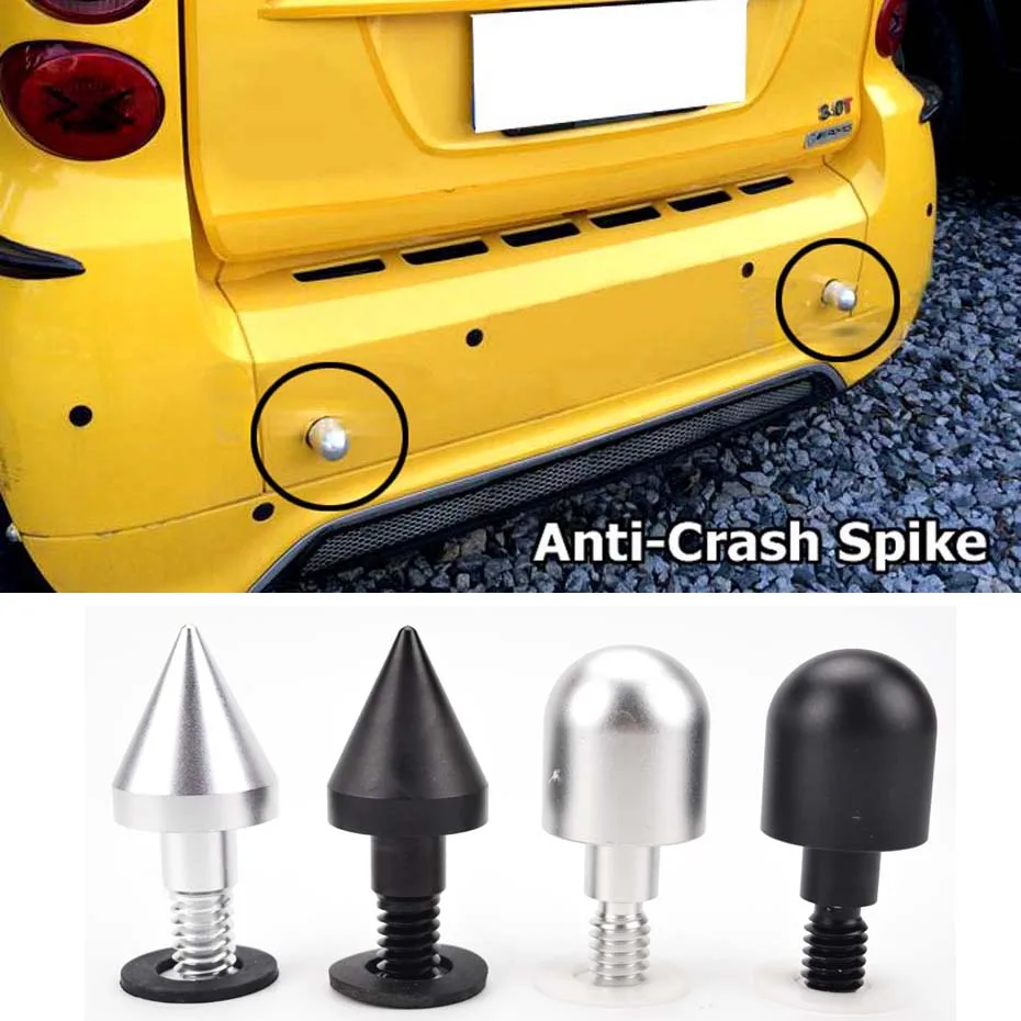 Sharp Round Head Black Silver Rear Bumper Protector Spike Guard Anti Collision Tail Cone For Benz SMART Fortwo W451 2008 - 2014