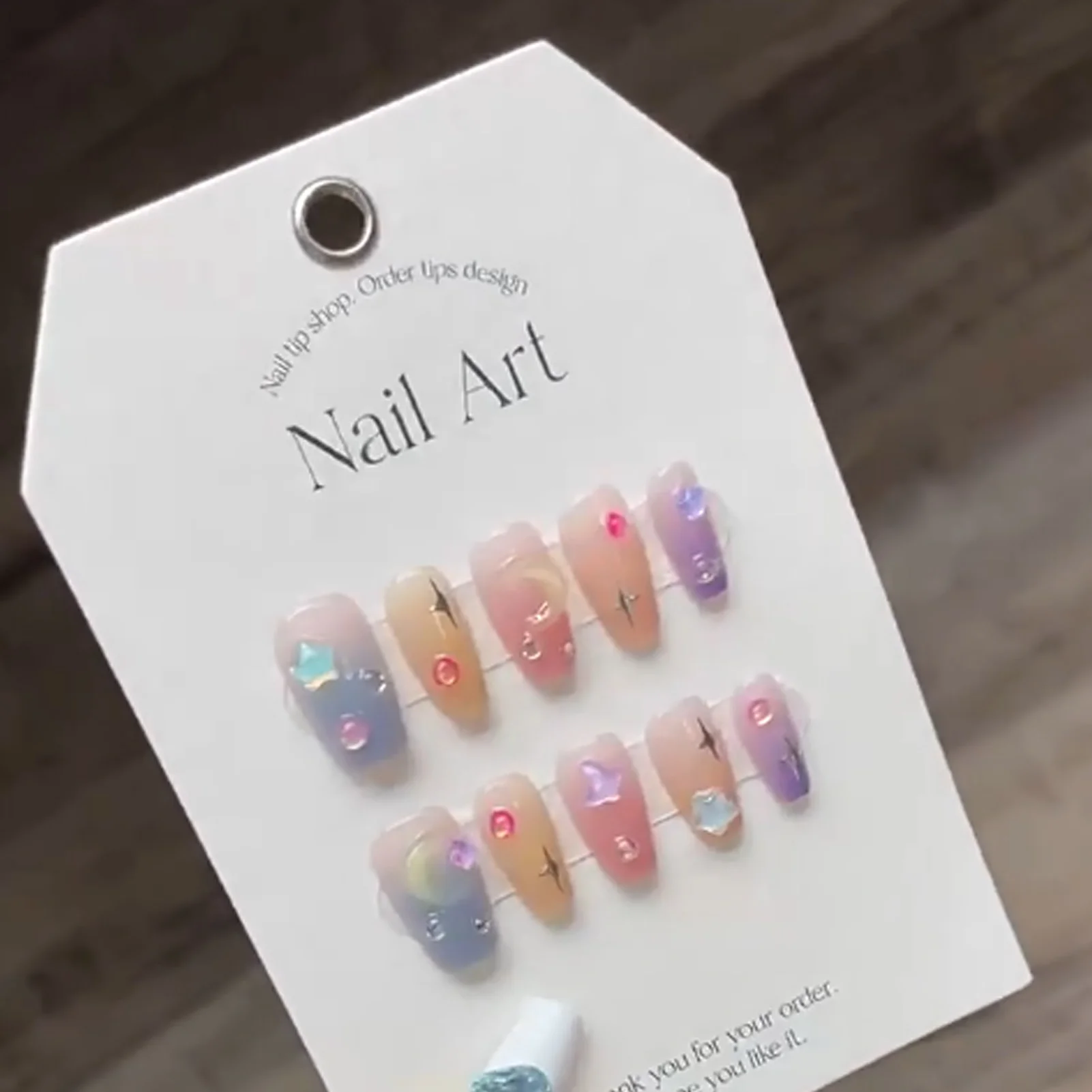 Arte do prego mulher caixão unhas falsas estrela lua design cobertura completa ombre unhas artificiais para mulheres e meninas decoração de unhas MIAO-US