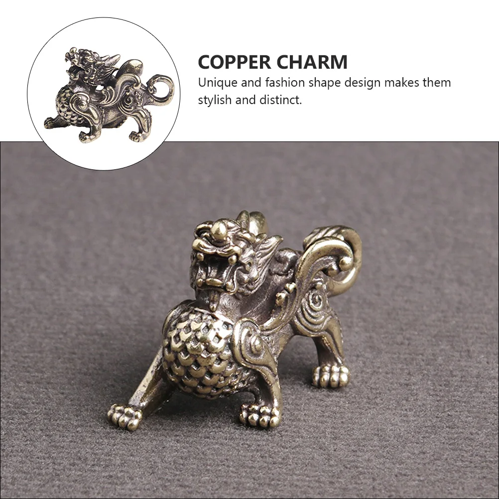 

4pcs Car Key Chain Chinese Style Retro Pendant Copper Charm Tag Accessories Golden Ring Smooth Surface Creative Design