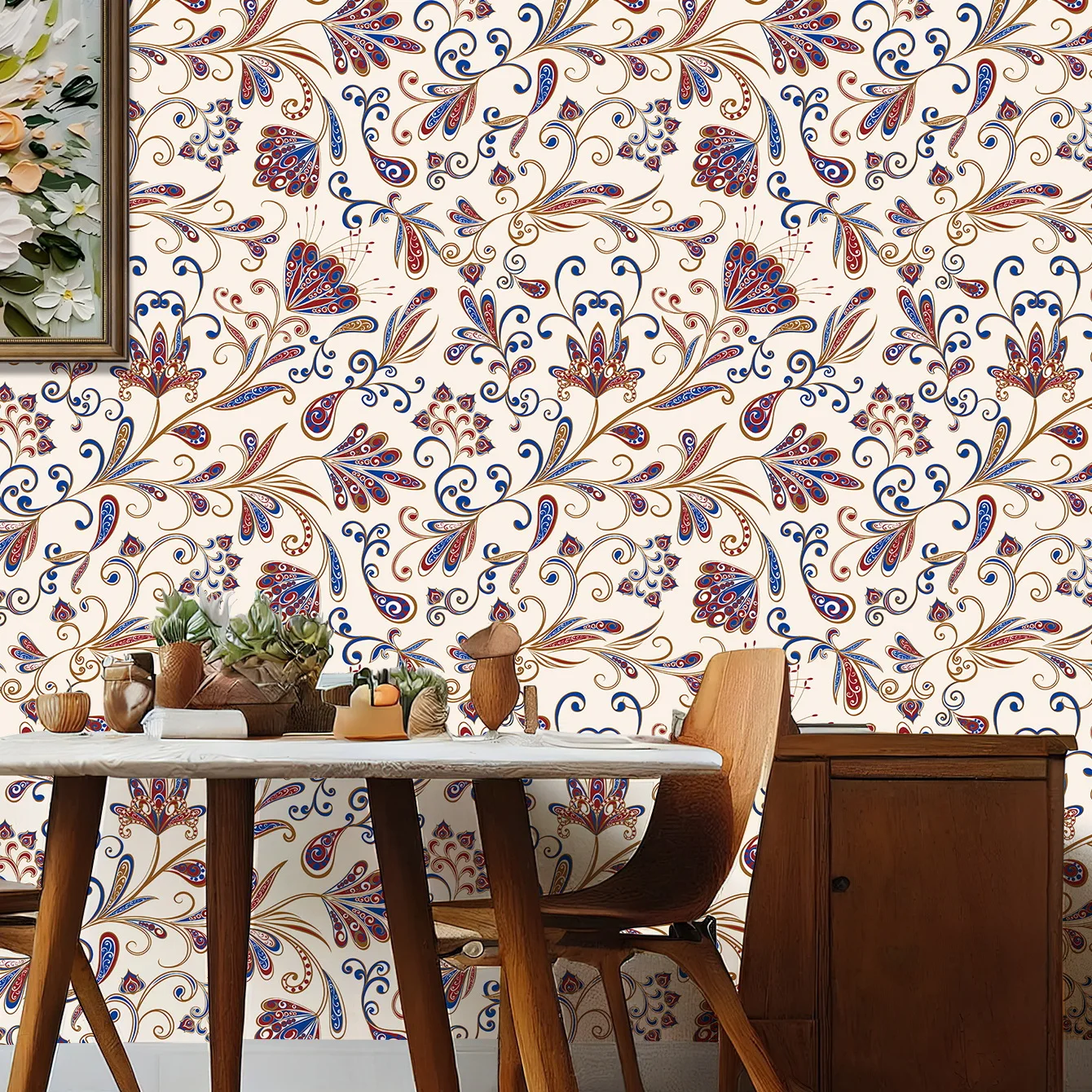 Vintage Floral Peel and Stick Wallpaper Removable Self-Adhesive Waterproof Contact Paper for Bedroom, Cabinet, Home Decor