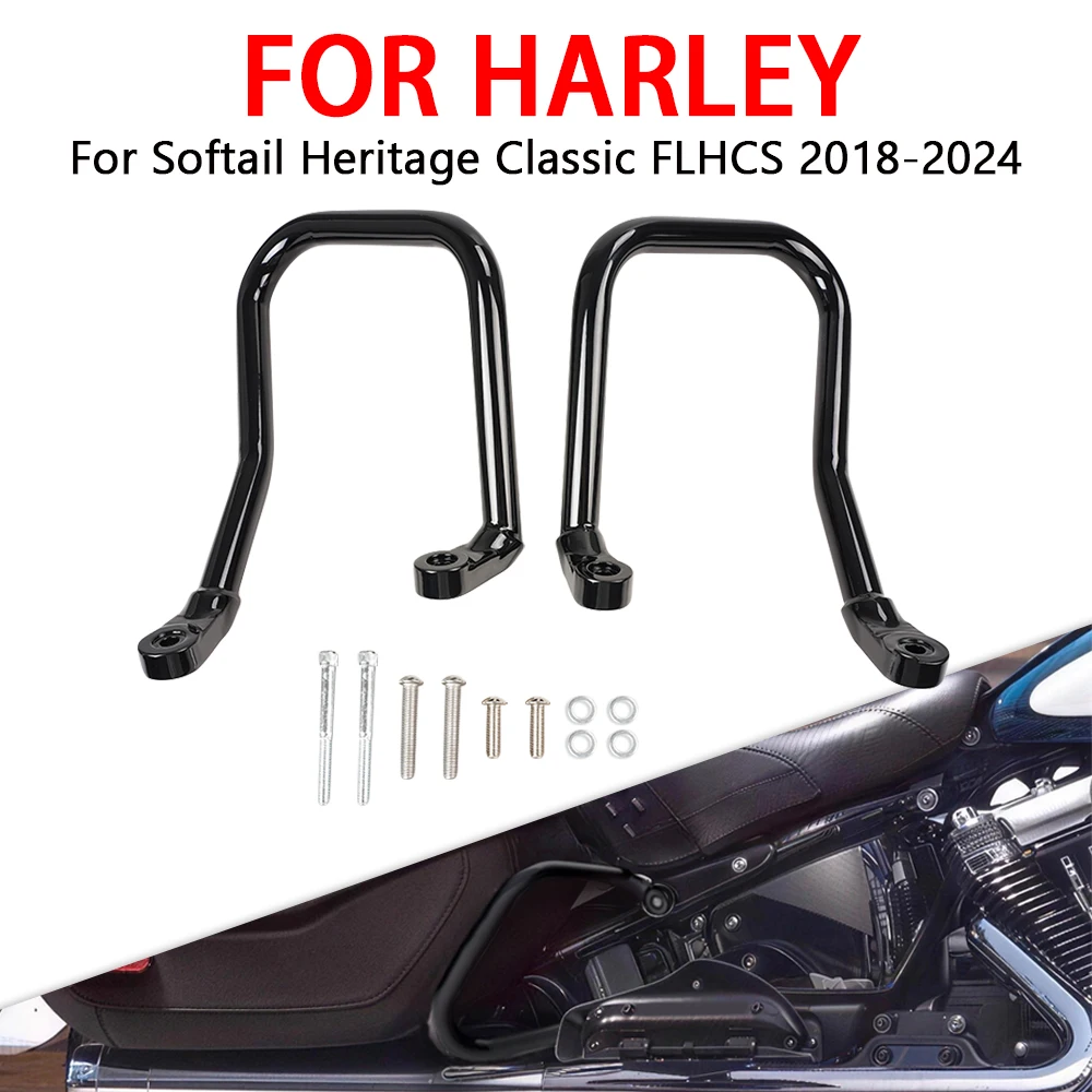 

Motorcycle Rear Guard Crash Bar Saddlebag Highway Engine Bumper Protector For Harley Softail Heritage Classic FLHCS FLHC 2018 24