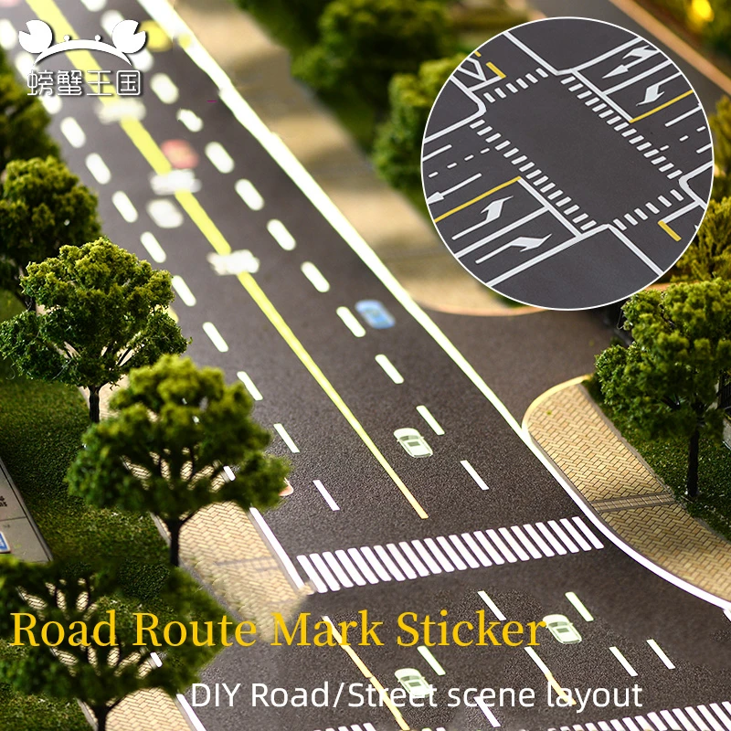 5pcs Miniature City Road Sticker Straight Crossroad Route Sign 1:50 1:75 1:100 HO O Scale Railway Building Street Scene Accessor