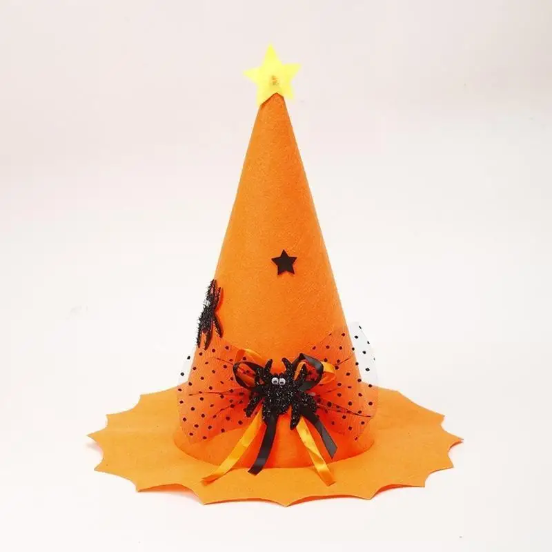 

652F Halloween Party Witch Hats Skull Ribbon Bowknot Pointed Hat Cosplay Accessory Unique Witch Hat Party Hat