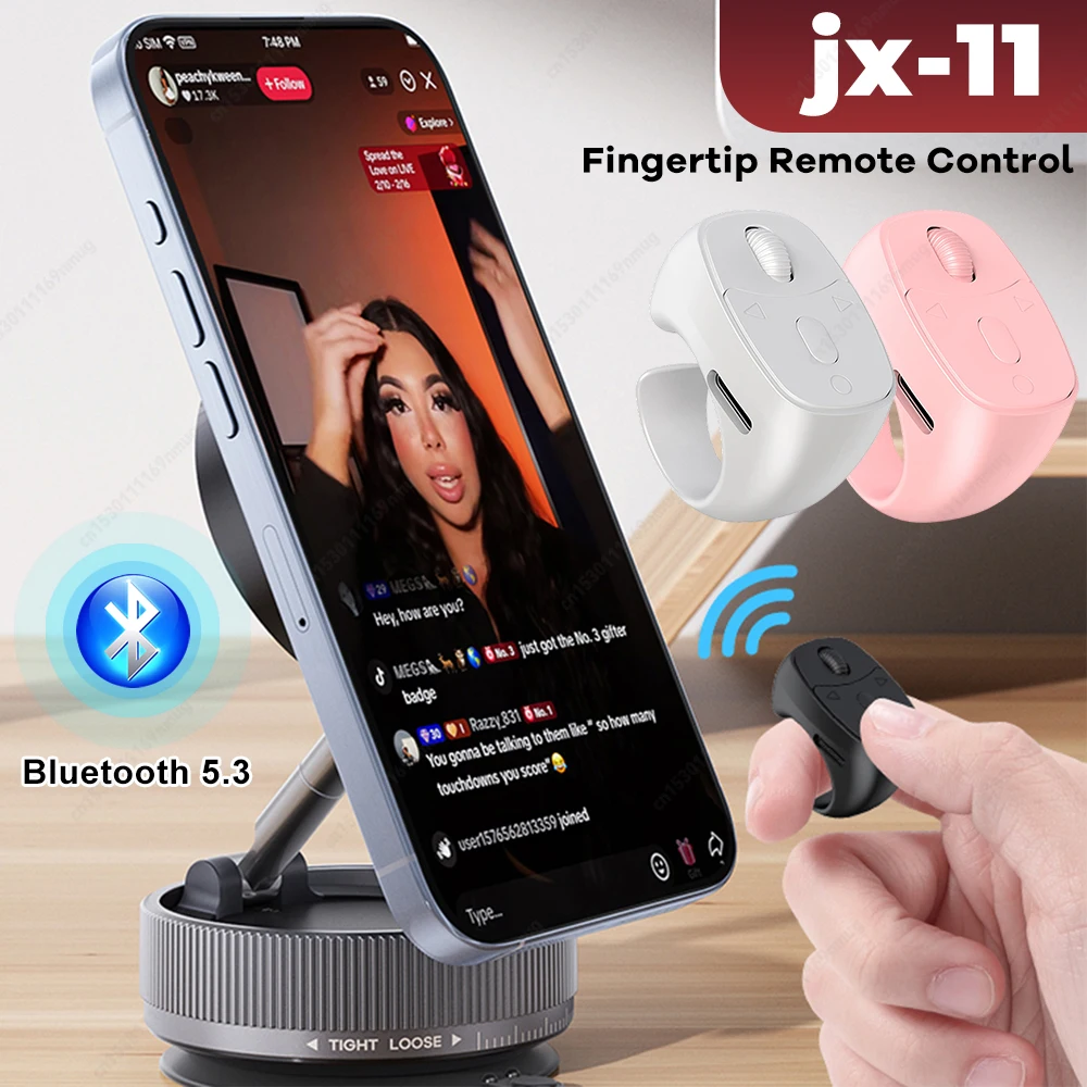 BT 5.3 Remote Control Mouse Video Flipping And Browsing Finger Ring Mouse Scrolling Ring Wireless Camera Shutter Selfie Button