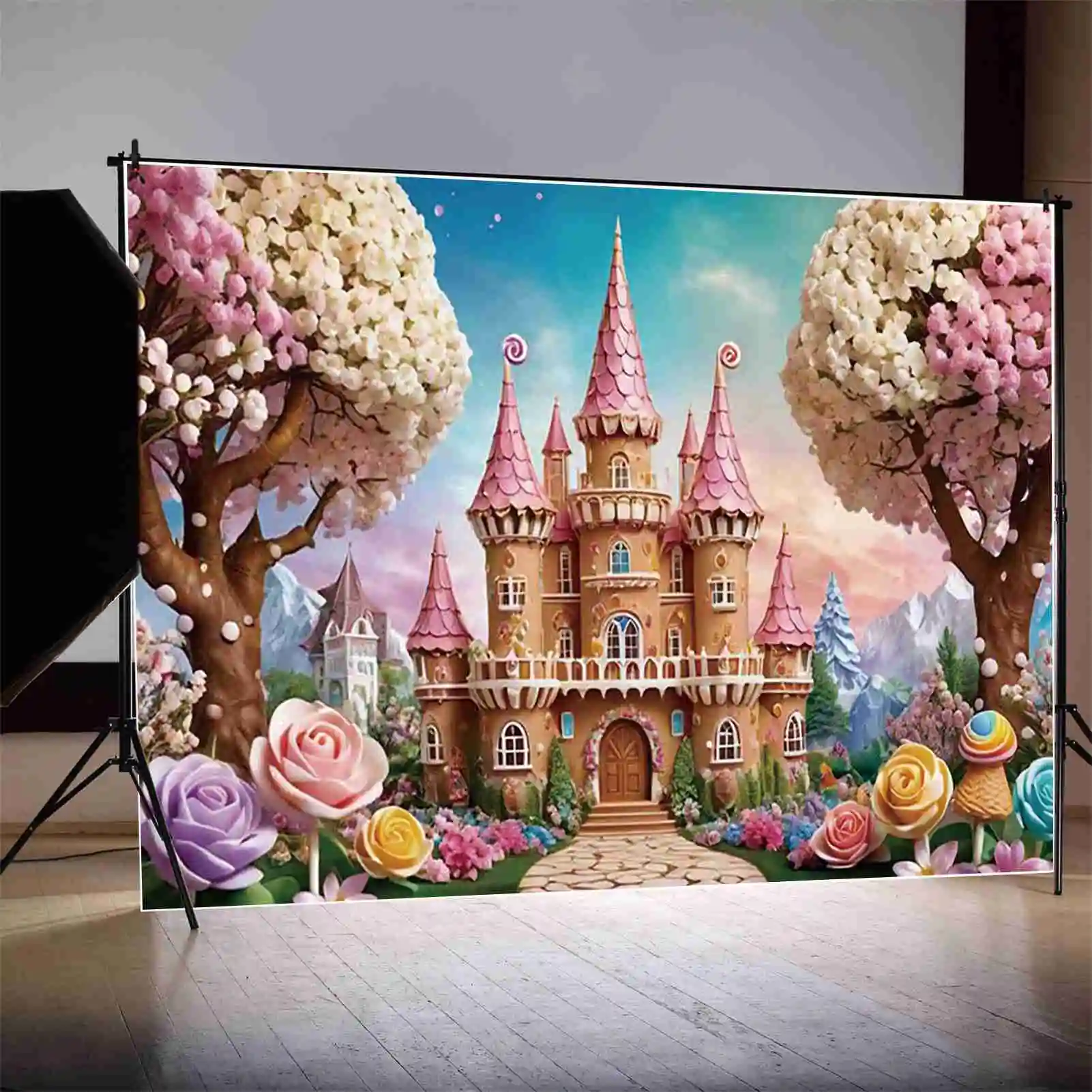 MOON.QG Underwater Castle Background Photography Mushroom Balloon Swimming Pool Photozone Backdrop Child Studio Photobooth Props