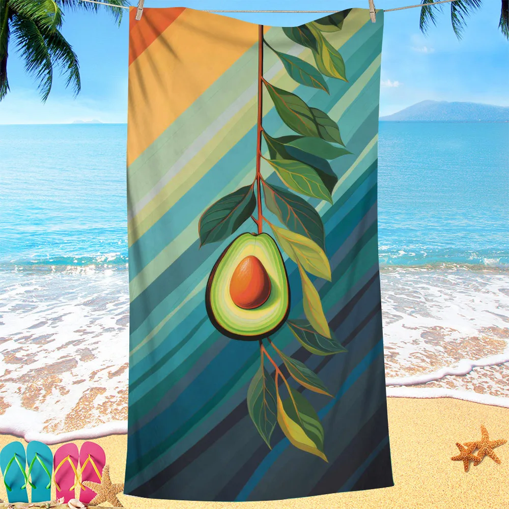 Painted Avocado Collection digital-printed polyester Superfine fiber double-sided fleece Beach vacation bath towel, beach towel