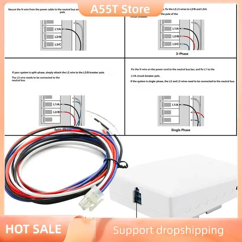 

A55T Tuya Wi-Fi многоконтурный 5-канальный двунаправленный счетчик электроэнергии монитор AC90-480V с 5 шт. CT зажимами