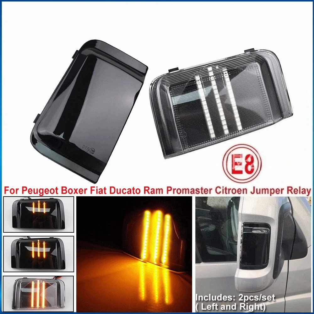 

2 шт. светодиодные указатели поворота бокового зеркала — желтый последовательный поворотник, совместимый с заменой Peugeot, Fiat, Citroën