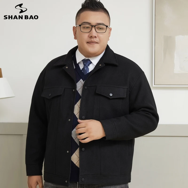 

SHAN BAO 6XL 7XL 8XL 9XL Plus Size Autumn Winter Brand Men's Business Casual Loose Lapel Jacket Thick Warm Elegant Fashion Coat