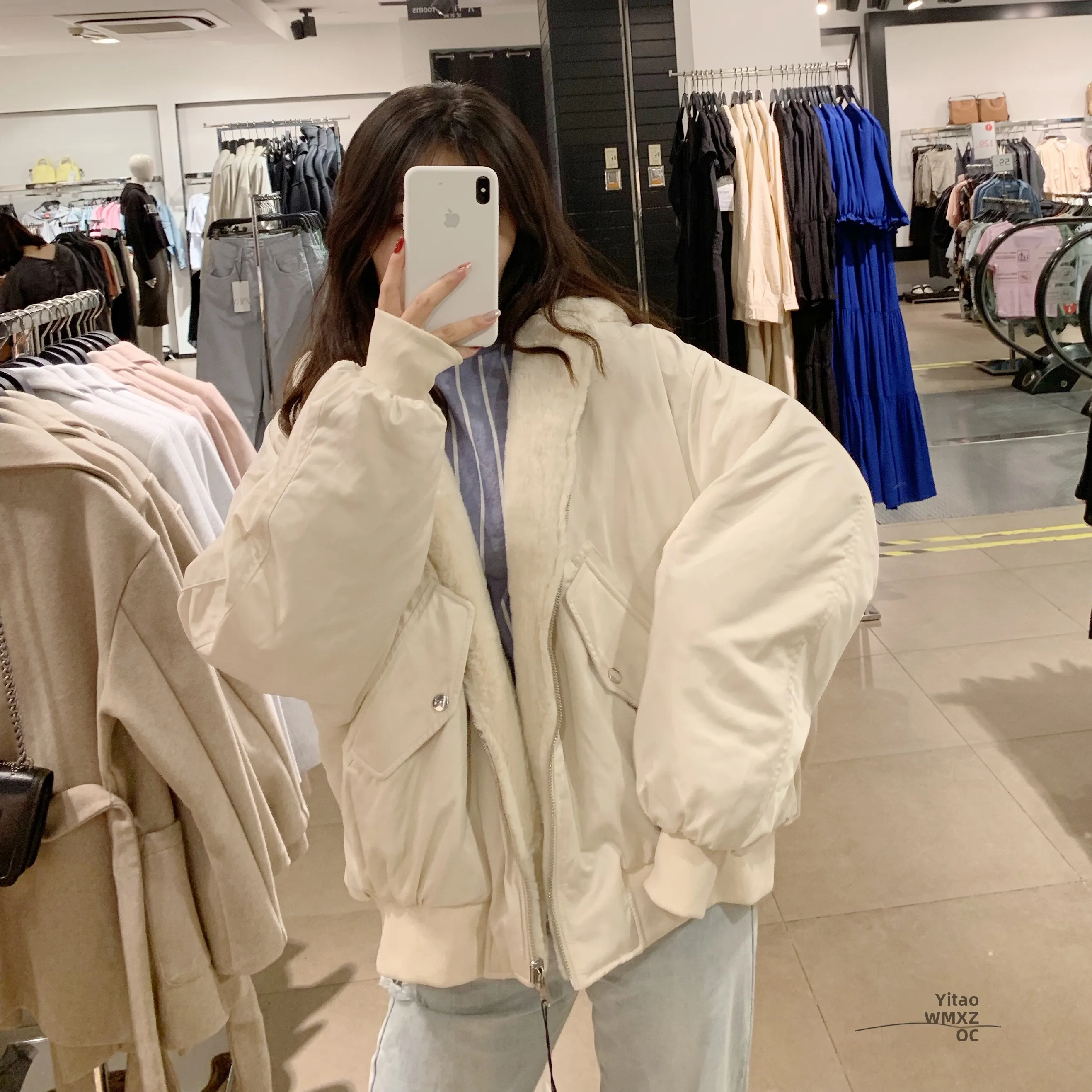 

WMXZ Women's Loose Long Sve Pilot Jaet Double-Sided Wear Casual Sle Autumn Coat Warmth for All G