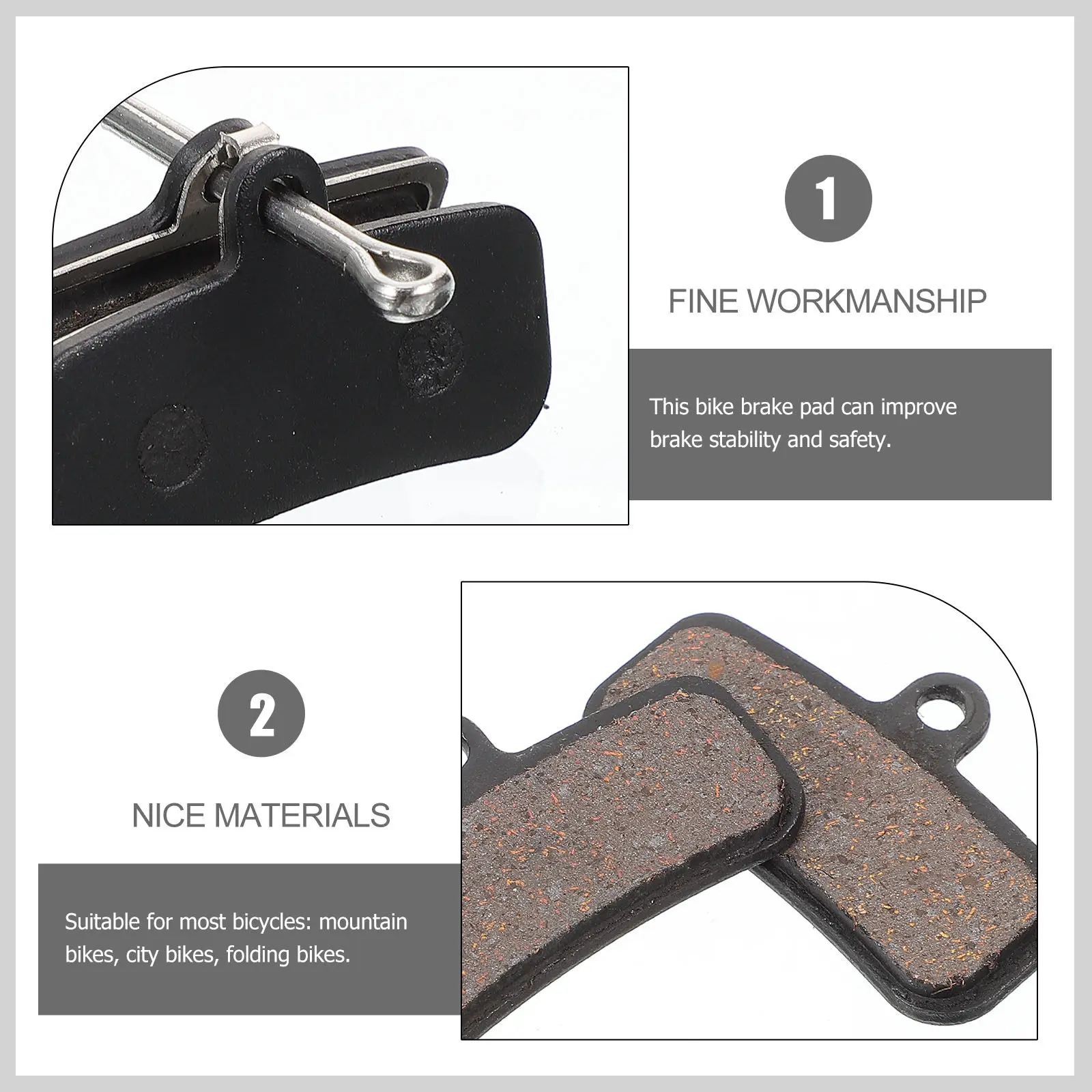 2Pairs Bicycle Disc Brake Pads Wear-Resistant Mountain Bike Brake Block Cycling Supply Stable Safety Replacement Accessories