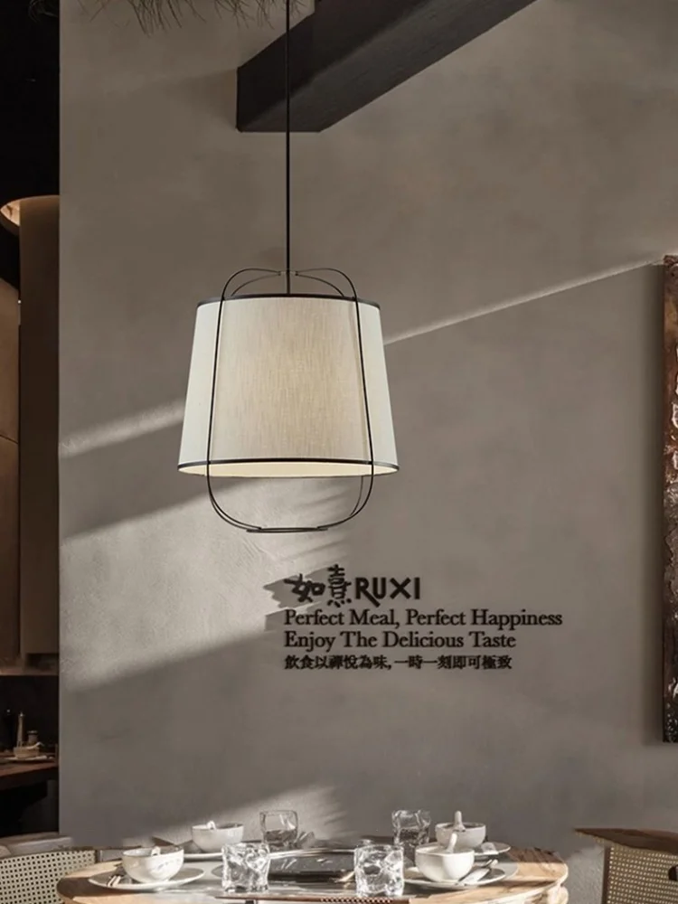 Lampu gantung restoran Cina ruang makan modern sederhana lampu gantung makan belajar kain ruang teh homestay kreatif