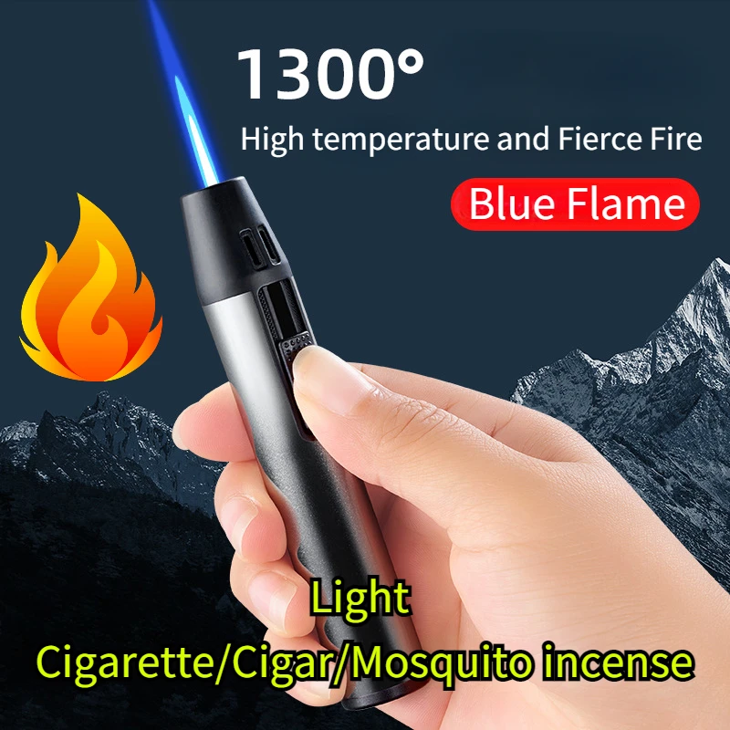 

New Pen-shaped Cylindrical Direct Windproof High-power Inflatable Lighter Compact Kitchen Supplies Flame Gun Factory Direct Sale