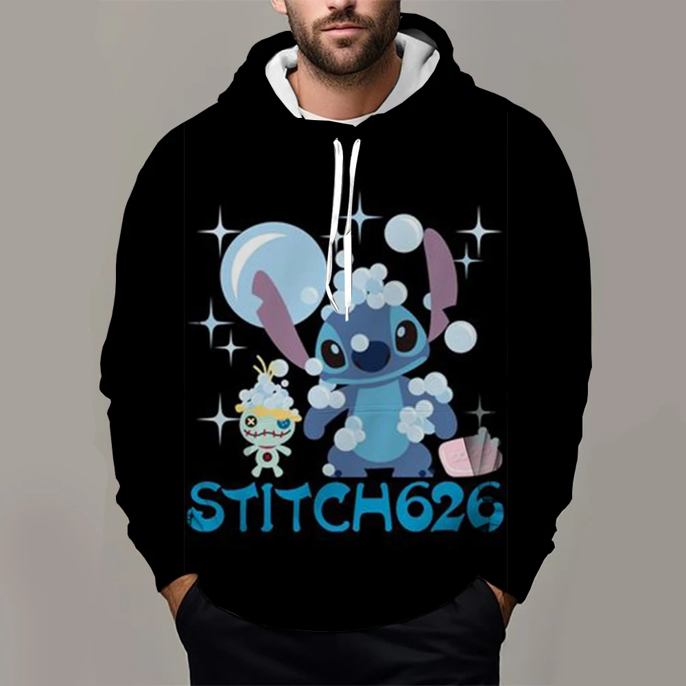 

Miniso 2025 New Disney Stitch Hooded Funny Anime Autum Winter Men Women Sweatshirt Fashion 3D Print Oversized Pullover Hoodies ﻿